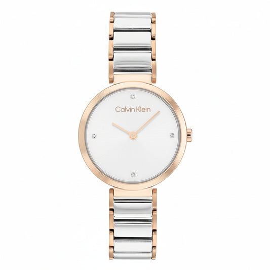 Calvin Klein Minimalistic T-Bar Two-Tone Ladies Watch – 25200139