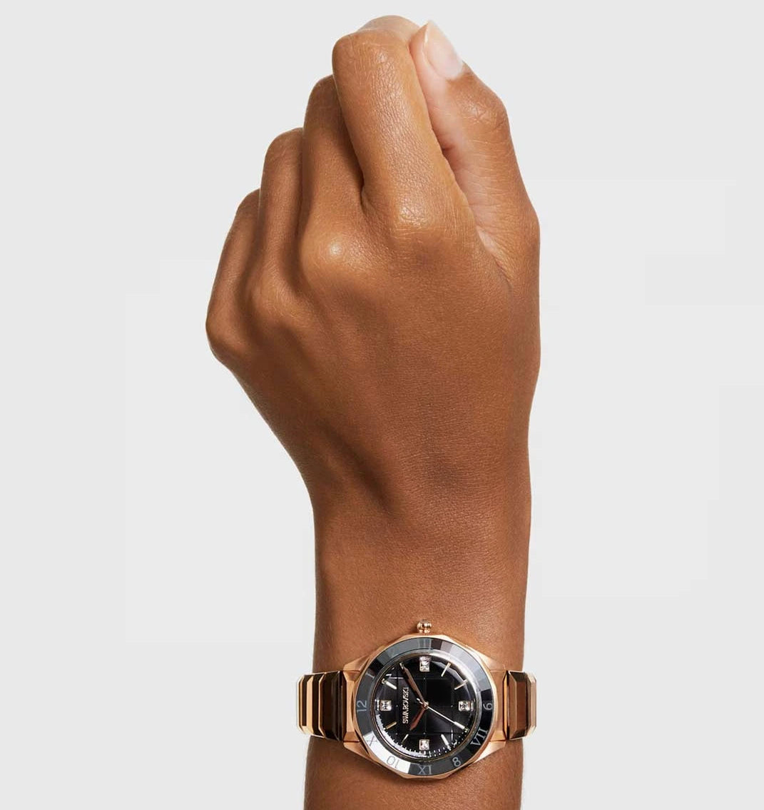 Swarovski Dextera Black Dial Rose Gold-Tone Watch – 5641294