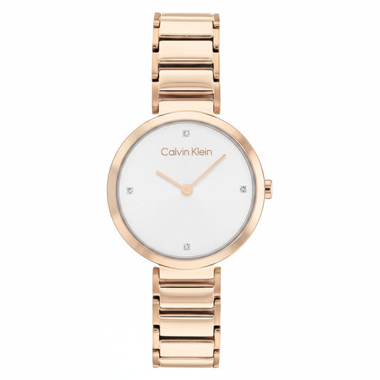 Calvin Klein Minimalistic T-Bar Rose Gold Ladies Watch – 25200140