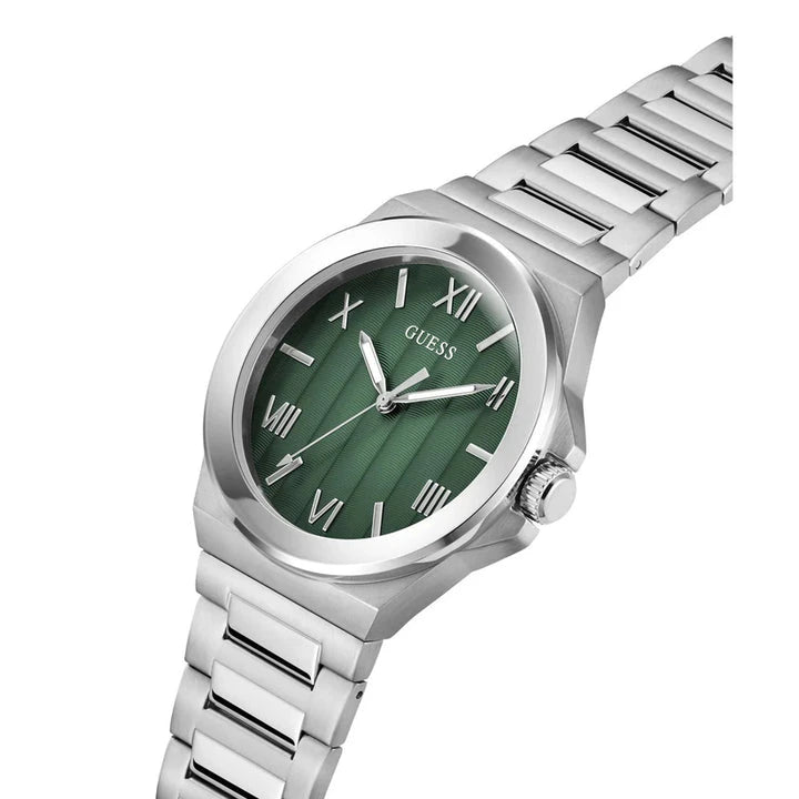 GUESS Men's Green Gradient Dial Silver-Tone Stainless Steel Watch – GW0789G1