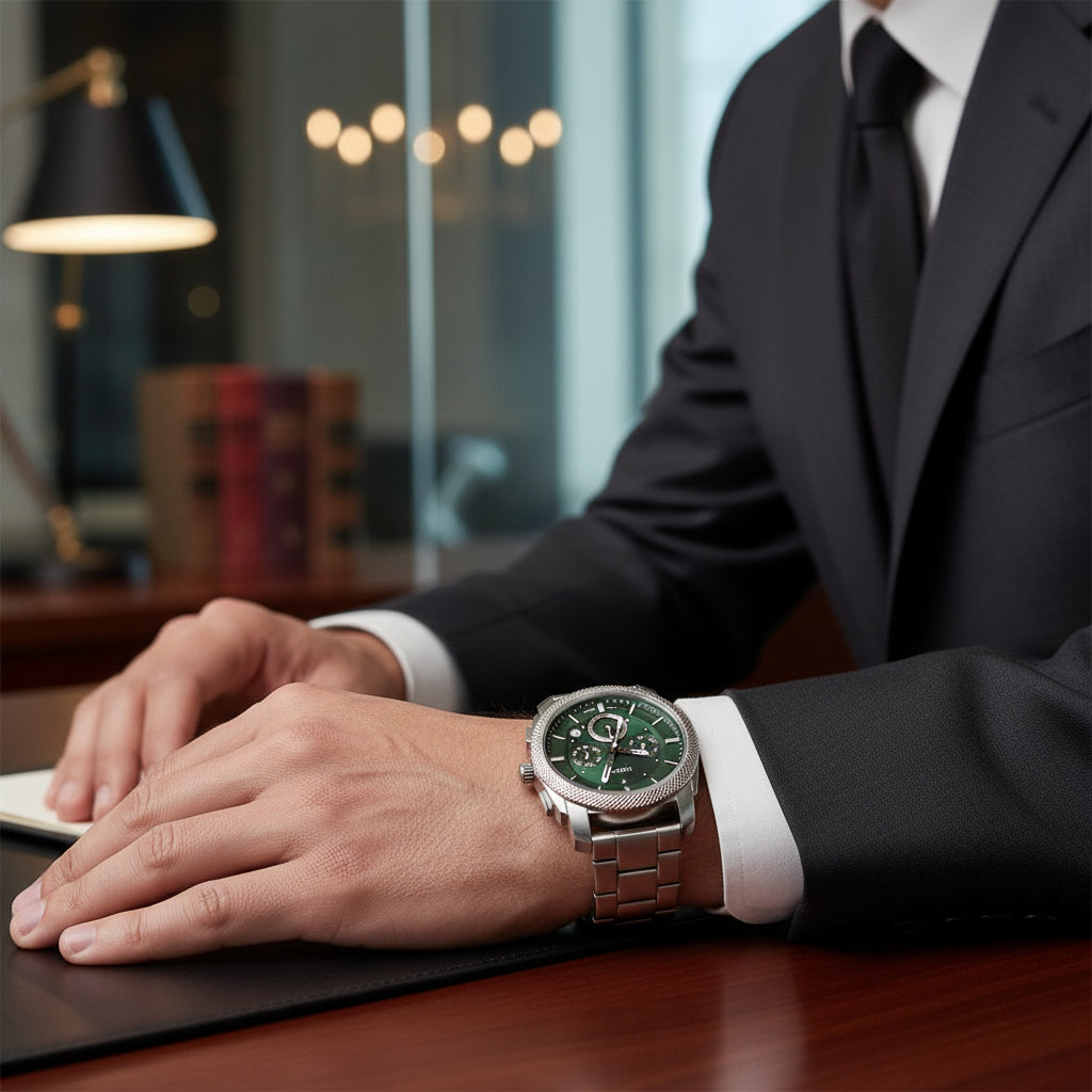 Fossil Machine Green Dial Men's Chronograph Watch – FS6079