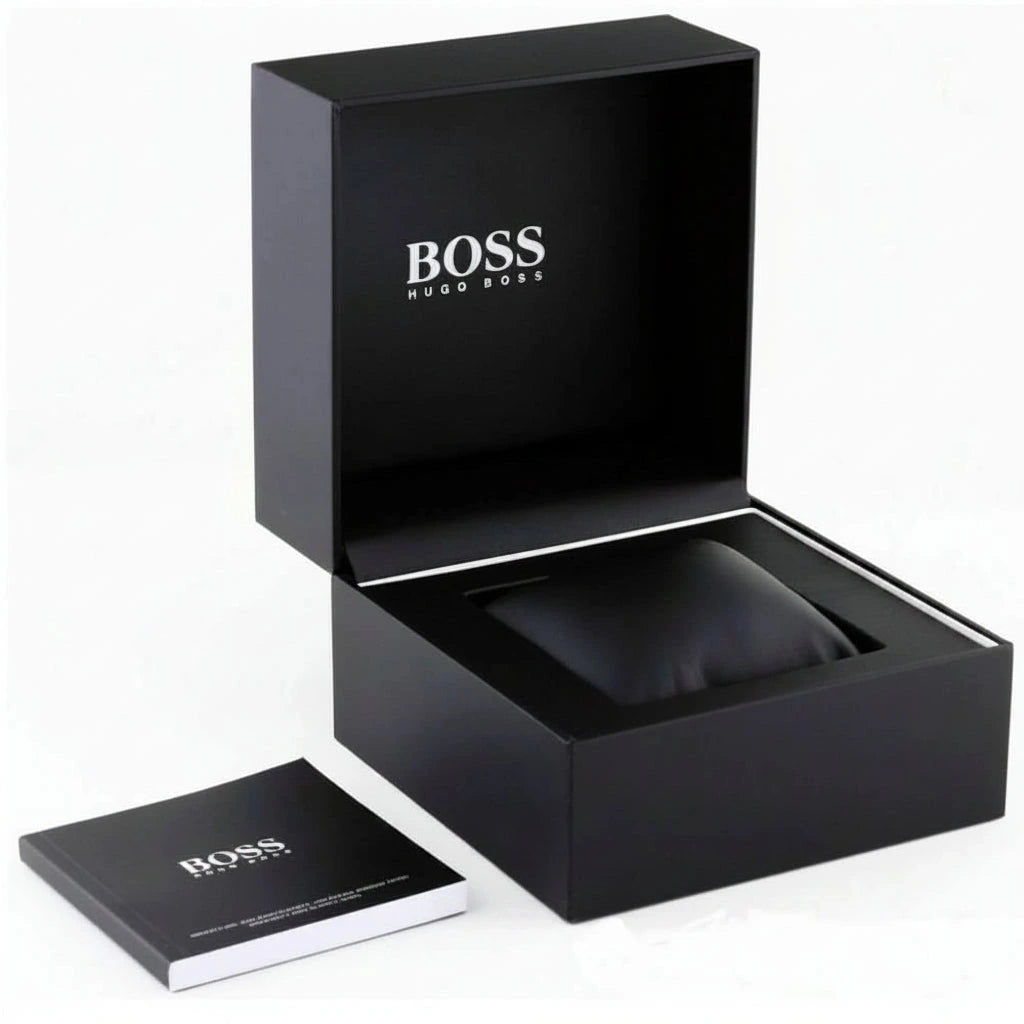 BOSS Solgrade Solar Black & Olive Dial Stainless Steel Men's Watch – 1514034