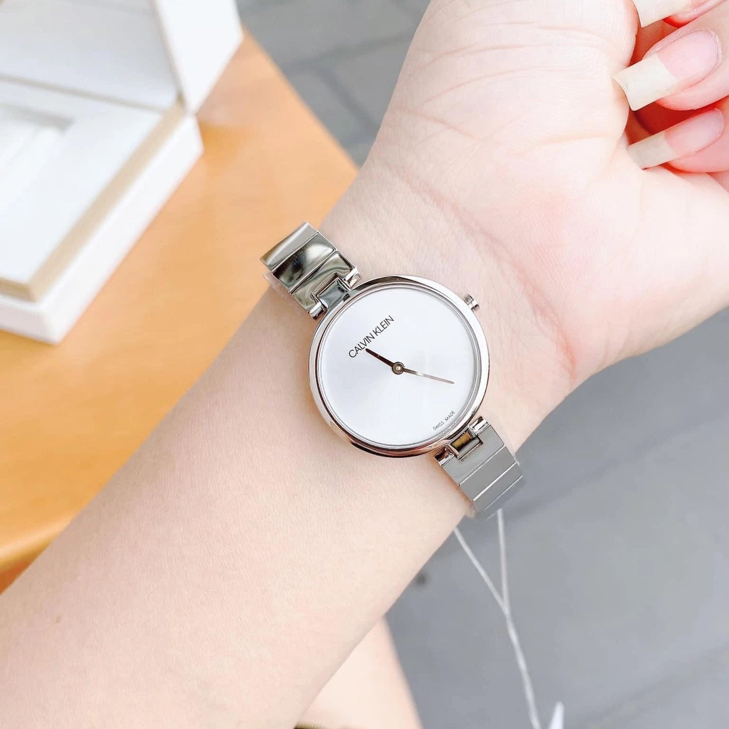 Calvin Klein Authentic Silver Dial Stainless Steel Ladies Watch – K8G23146