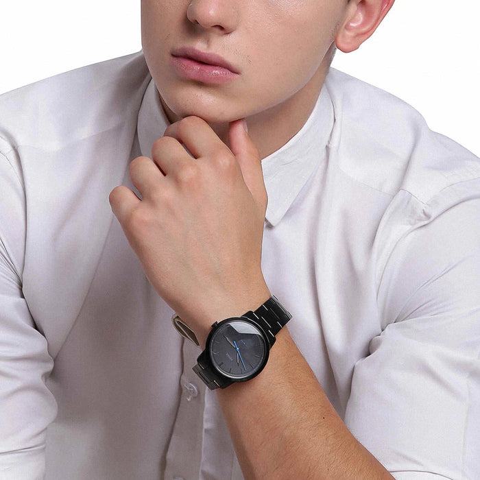 Fossil Minimalist Slim Black Dial Black Stainless Steel Men's Watch – FS5308