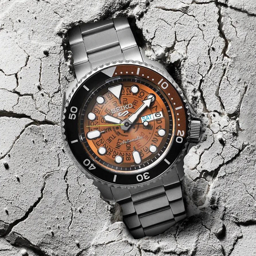 Seiko 5 Sports SKX Skeleton Style Orange Dial Men's Automatic Watch – SRPJ47K1