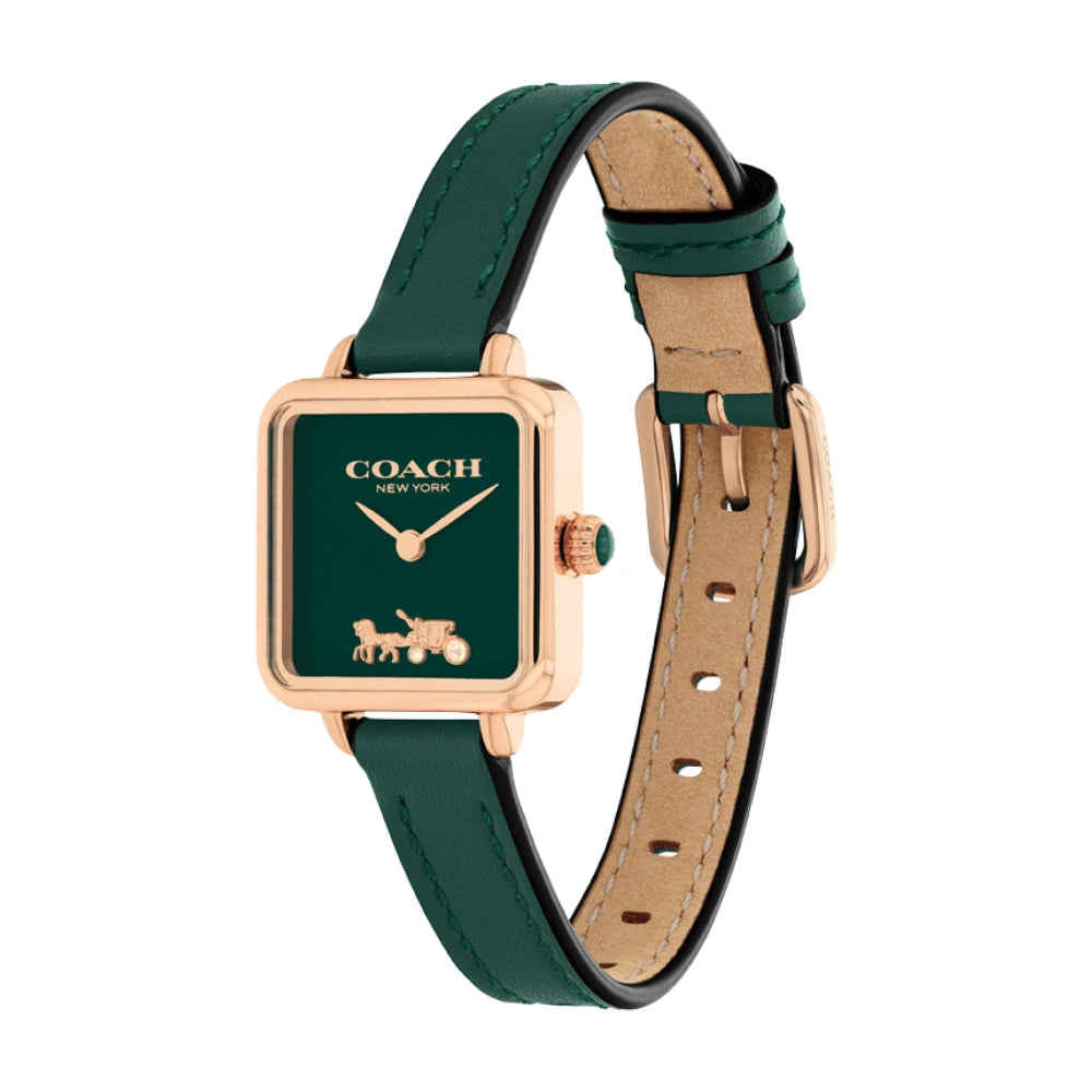 Coach Green Dial Leather Strap Ladies Watch – COH-0037