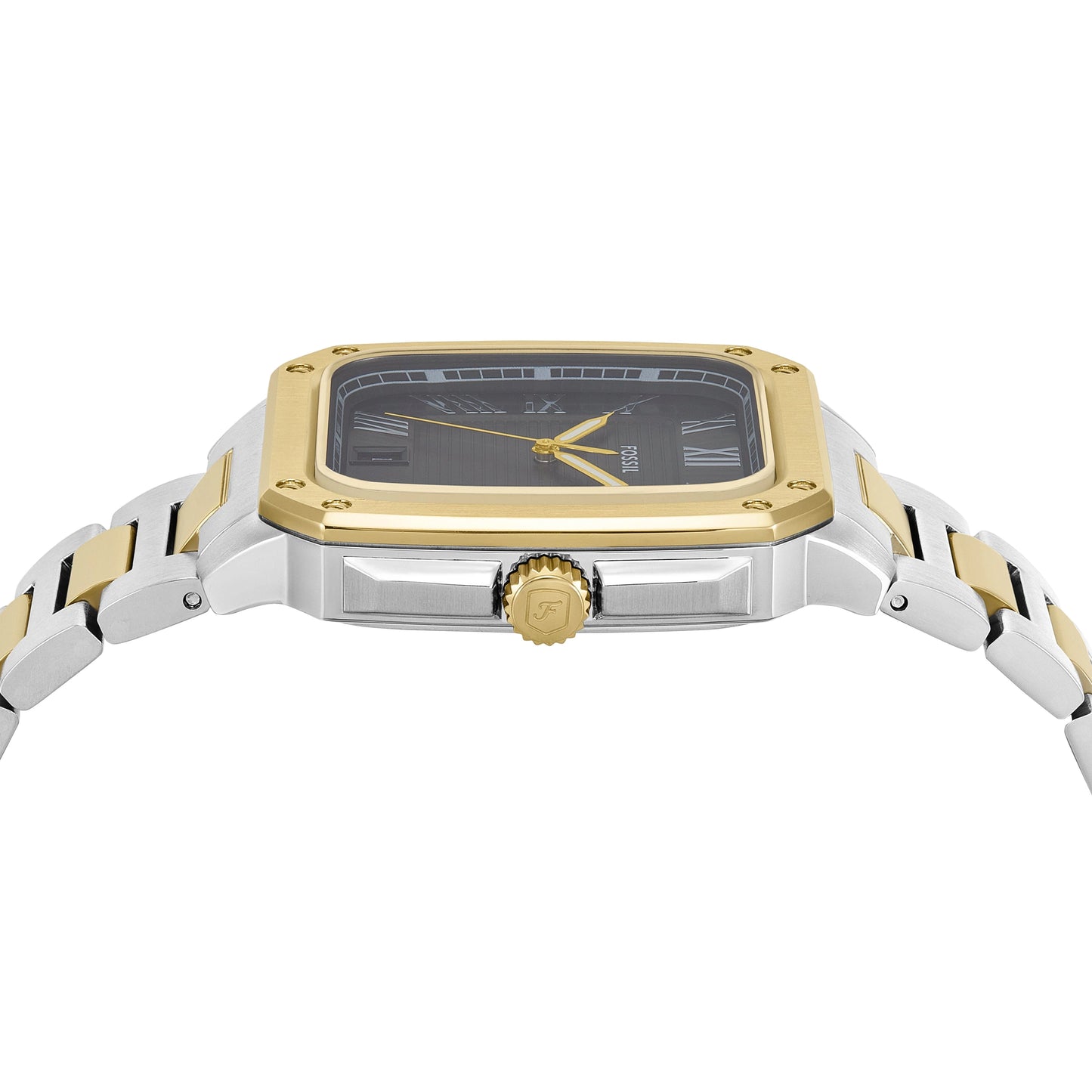Fossil Crosby Black Textured Dial Two-Tone Stainless Steel Men's Watch – FS6123