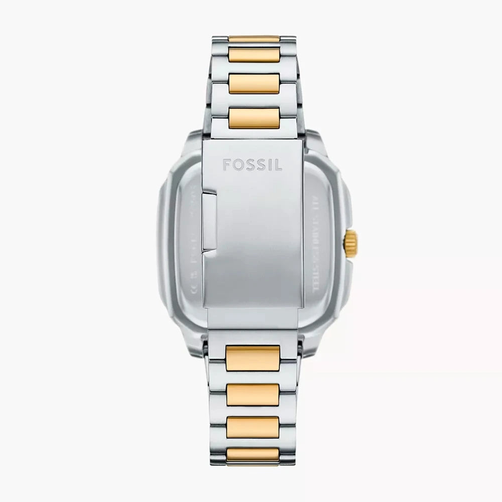 Fossil Crosby Black Textured Dial Two-Tone Stainless Steel Men's Watch – FS6123
