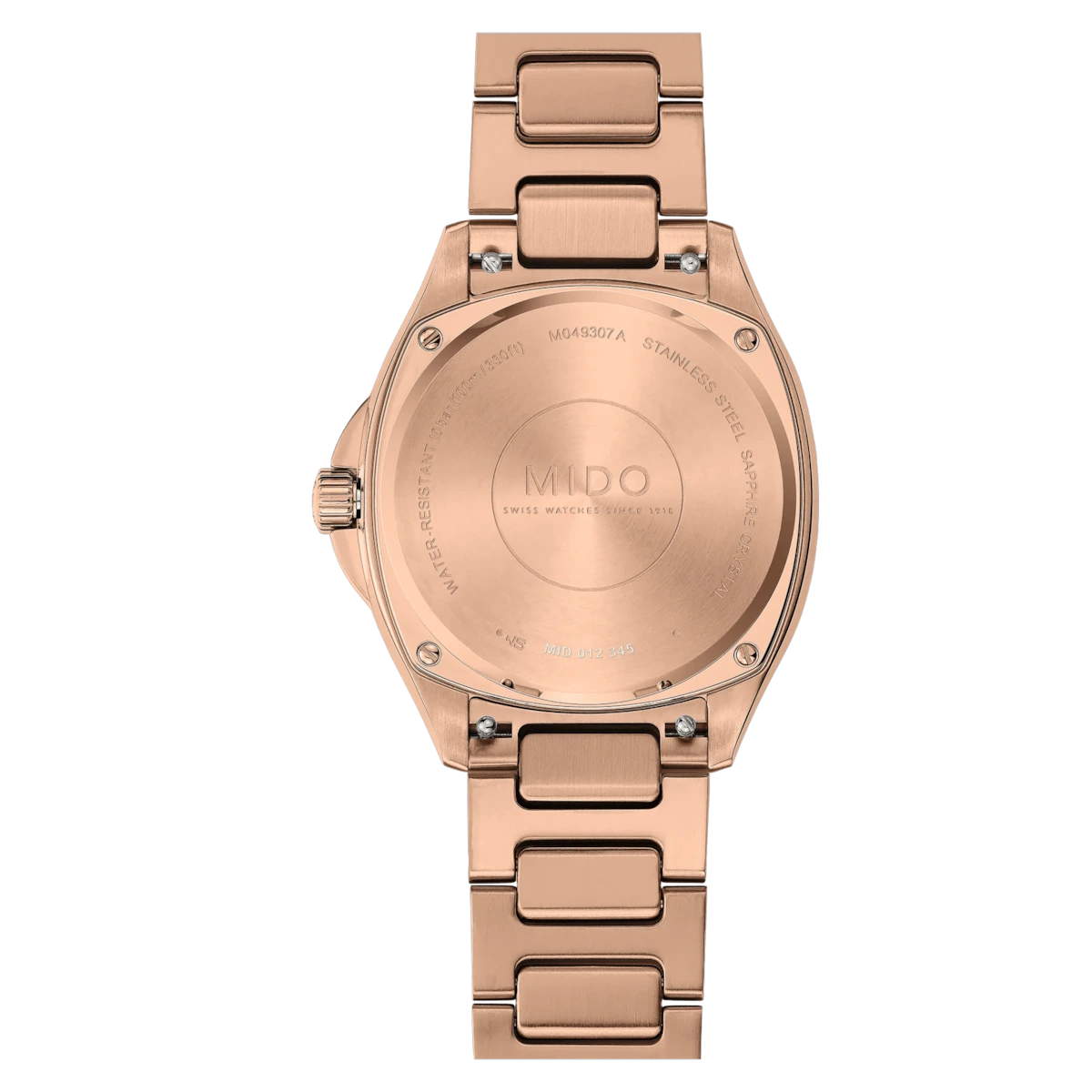 MIDO Multifort TV 35 Brown Gradient Dial Rose Gold PVD Stainless Steel Ladies Watch – M049.307.33.296.00
