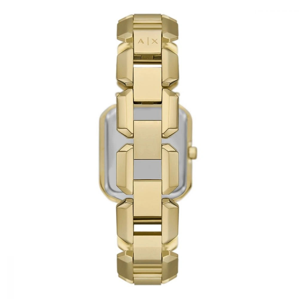 Armani Exchange Leila Red Sunray Dial Gold-Tone Stainless Steel Ladies Watch – AX5734