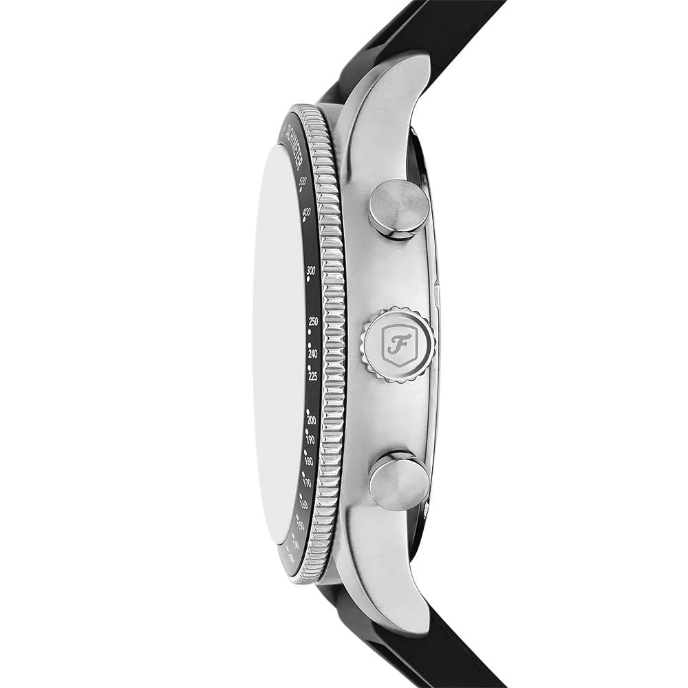 Fossil Sport Tourer White Dial Black Silicone Men's Chronograph Watch – FS6087