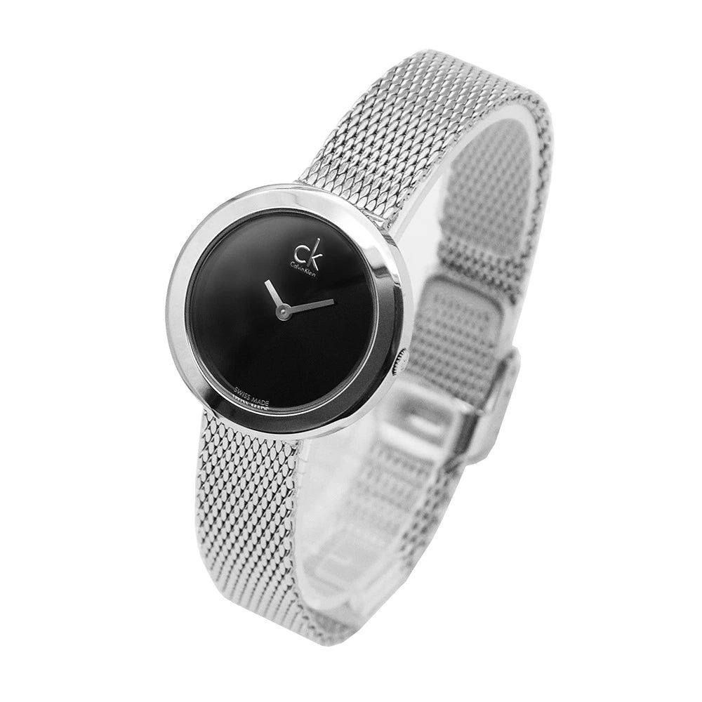 Calvin Klein Firm Black Dial Silver Mesh Ladies Watch – K3N23121