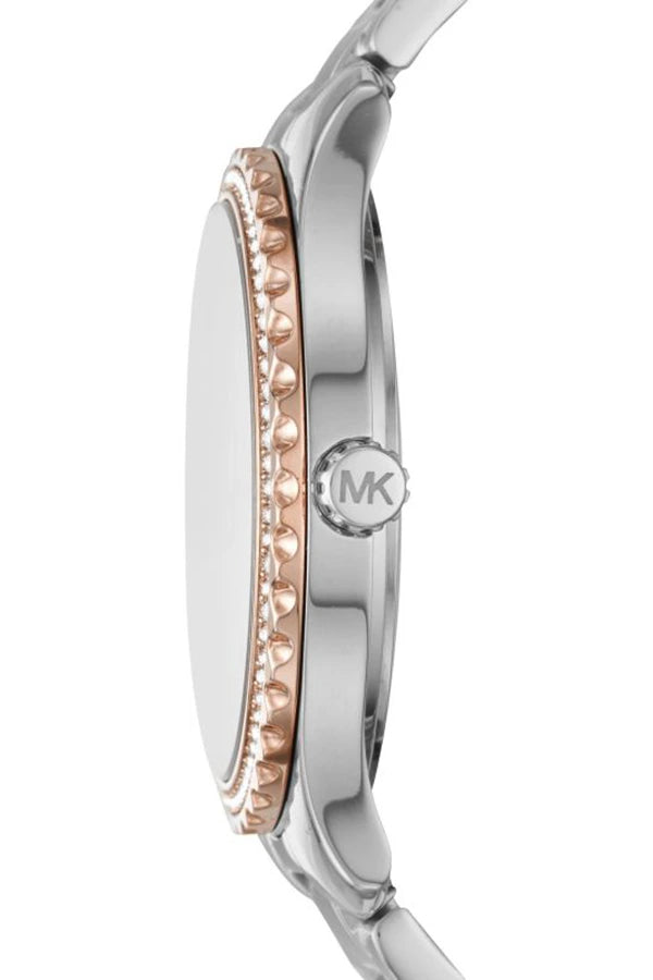 Michael Kors Layton Mother of Pearl Dial Two-Tone Stainless Steel Ladies Watch – MK6849