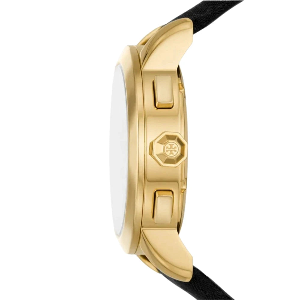 Tory Burch The Tory Chronograph Black Dial Black T Monogram Strap Ladies Watch – TBW1055