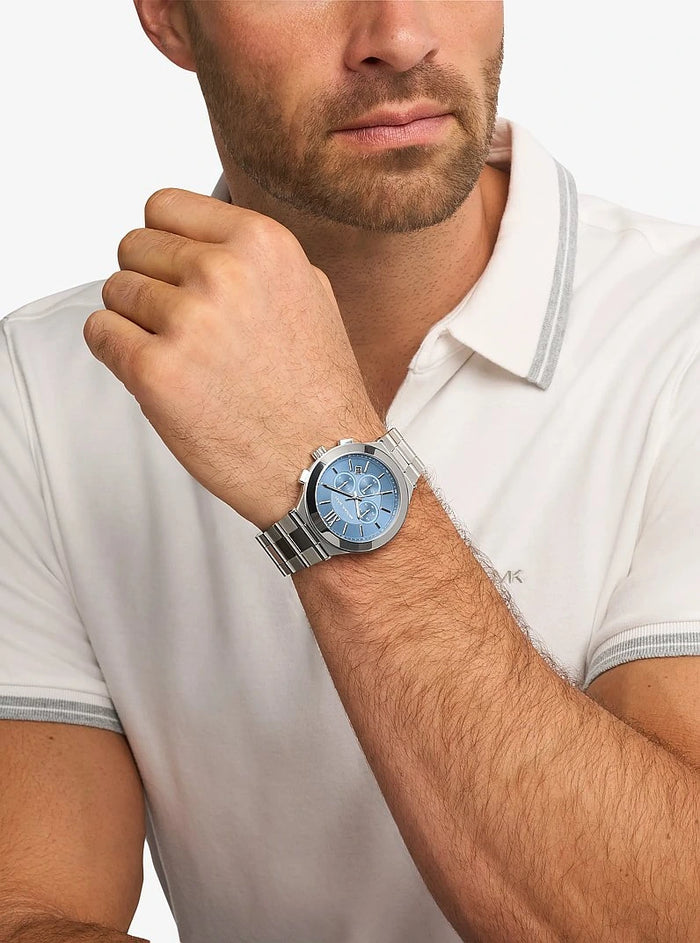 Michael Kors Oversized Billie Blue Dial Stainless Steel Chronograph Men's Watch – MK9222