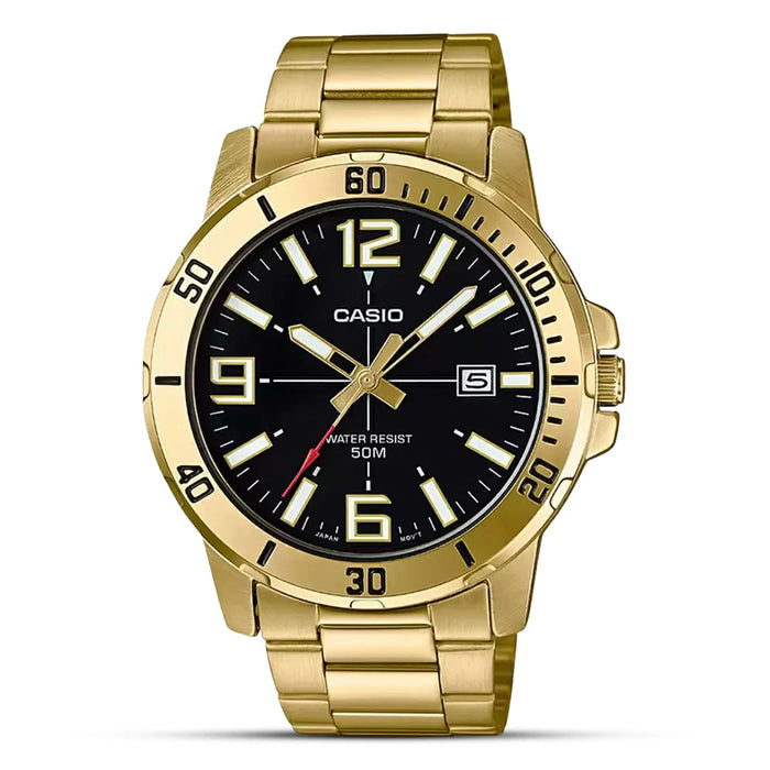 Casio Enticer Gold-Tone Black Dial Men's Watch – MTP-VD01G-1BVUDF