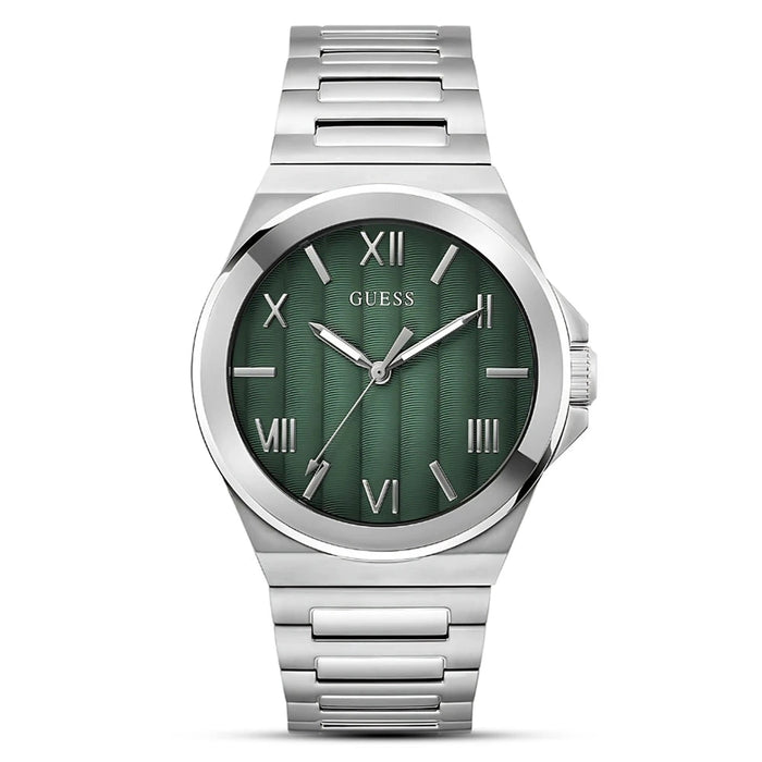 GUESS Men's Green Gradient Dial Silver-Tone Stainless Steel Watch – GW0789G1