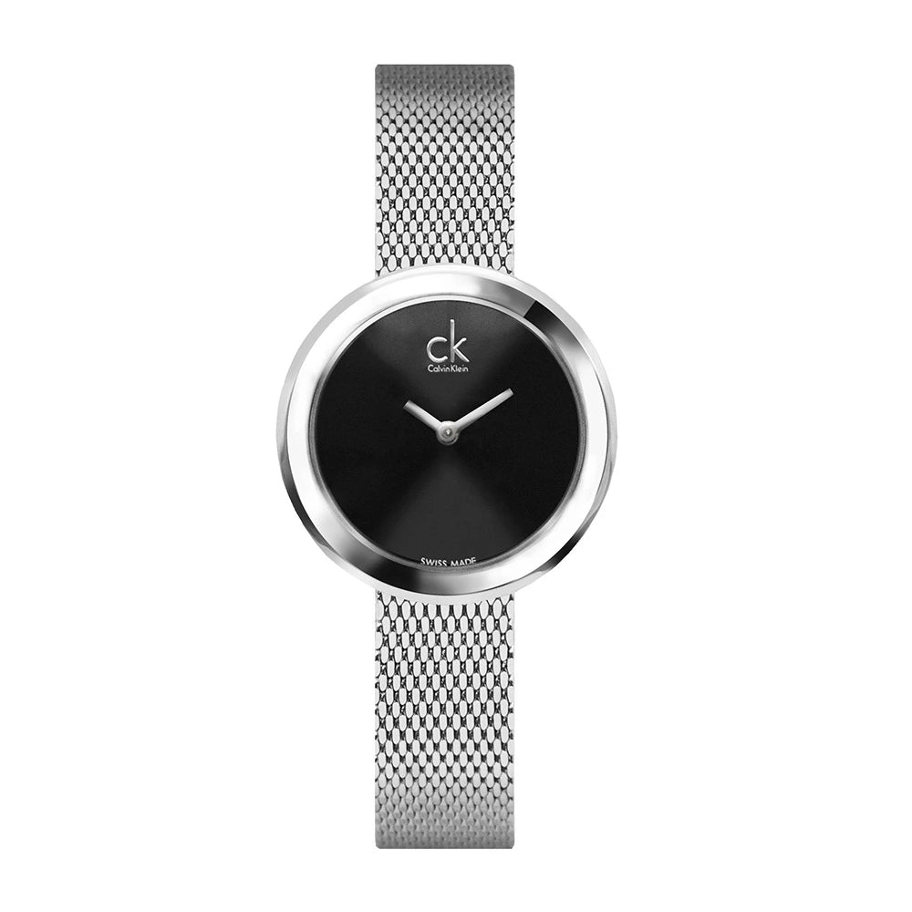 Calvin Klein Firm Black Dial Silver Mesh Ladies Watch – K3N23121