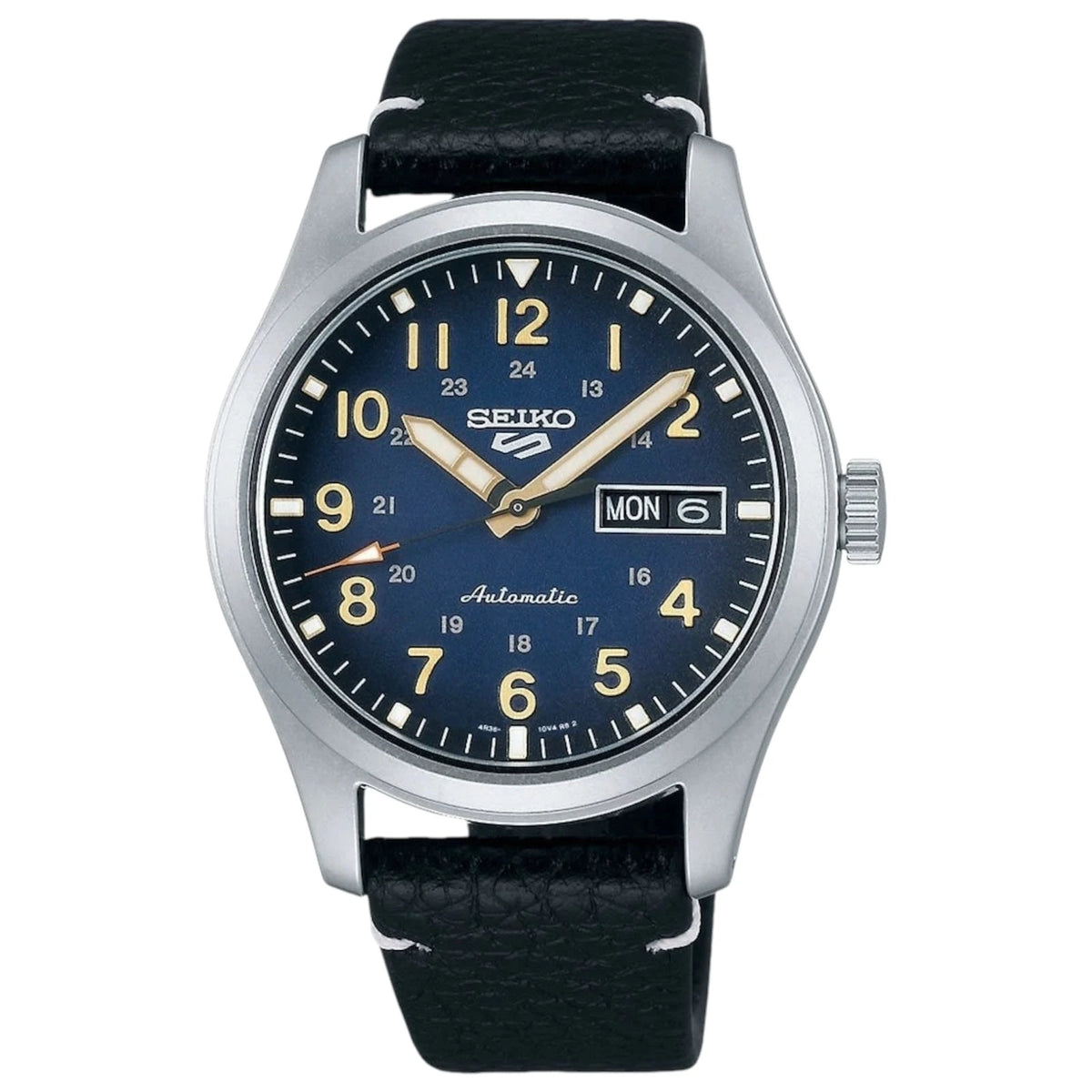 Seiko 5 Sports Field Blue Dial Black Leather Strap Men's Watch – SRPG39K1