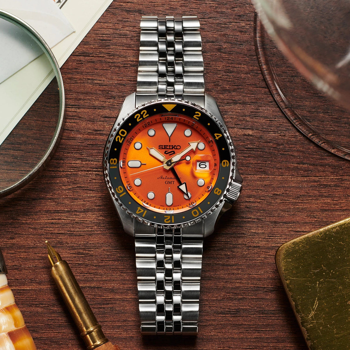 Seiko 5 Sports SKX GMT Orange Dial Automatic Men's Watch – SSK005