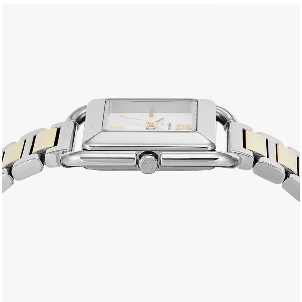 Tory Burch Kira Square Ivory Dial Two-Tone Stainless Steel Ladies Watch – TBW6021