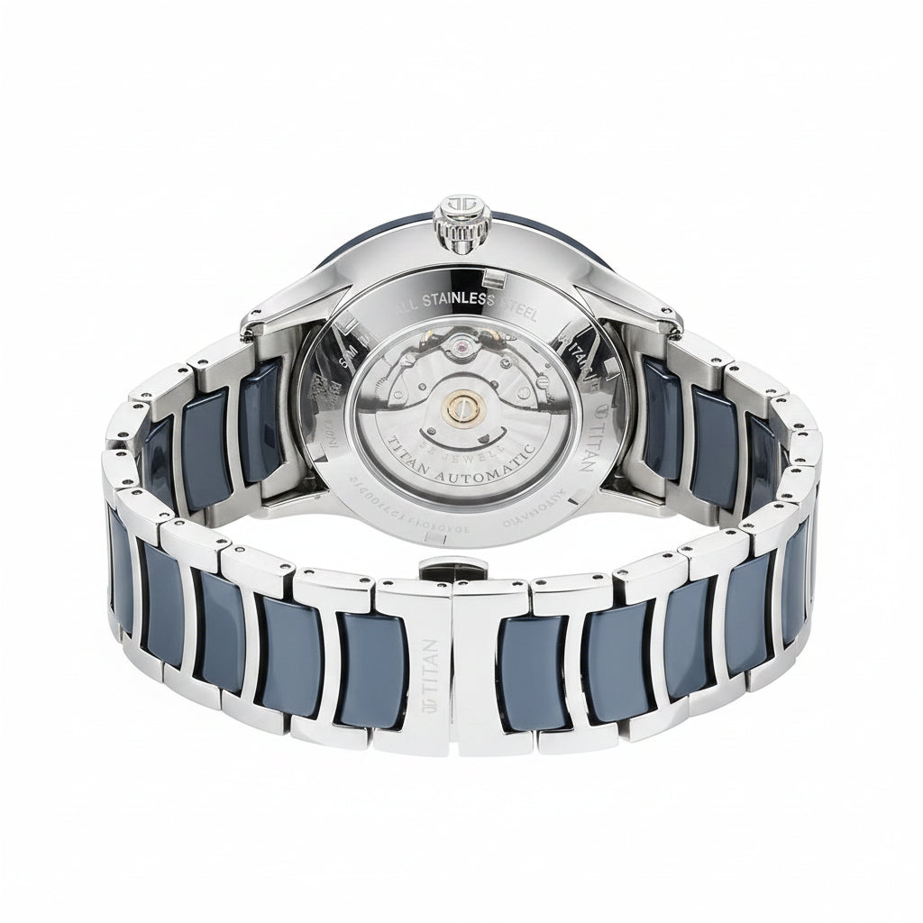Titan Ceramic Fusion Automatic Blue Dial Men’s Watch – NU90174KD02