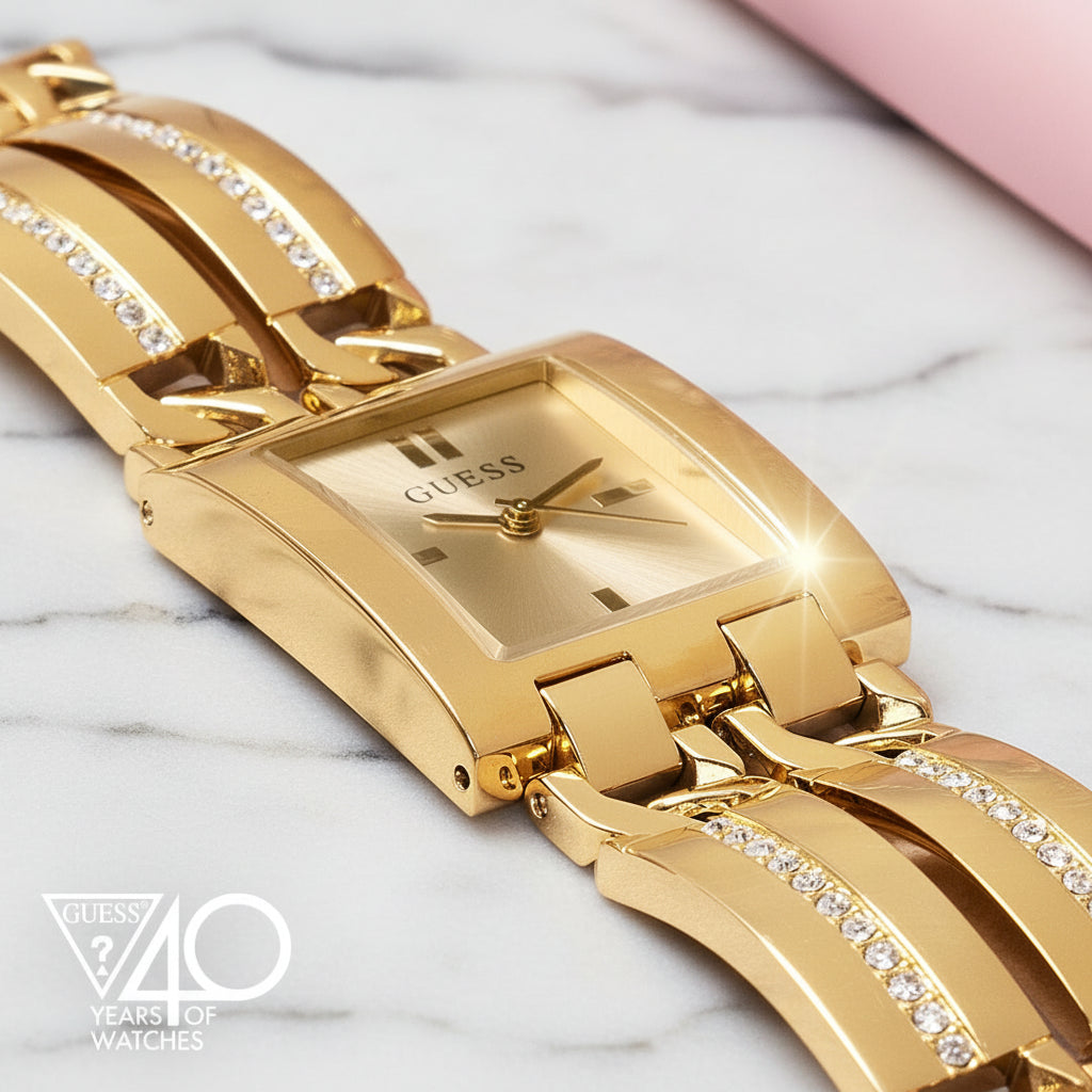 GUESS Gold-Tone Square Analog Ladies Watch – GW0668L2