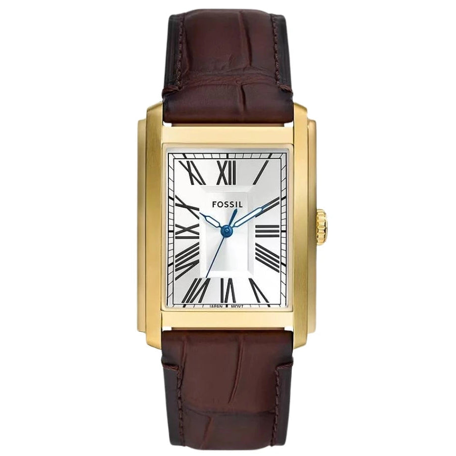 Fossil Carraway 30mm Silver Dial Brown Croco Leather Men's Watch – FS6011