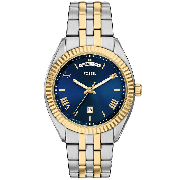 Fossil Campbell 42mm Blue Dial Two-Tone Men's Watch – FS6141