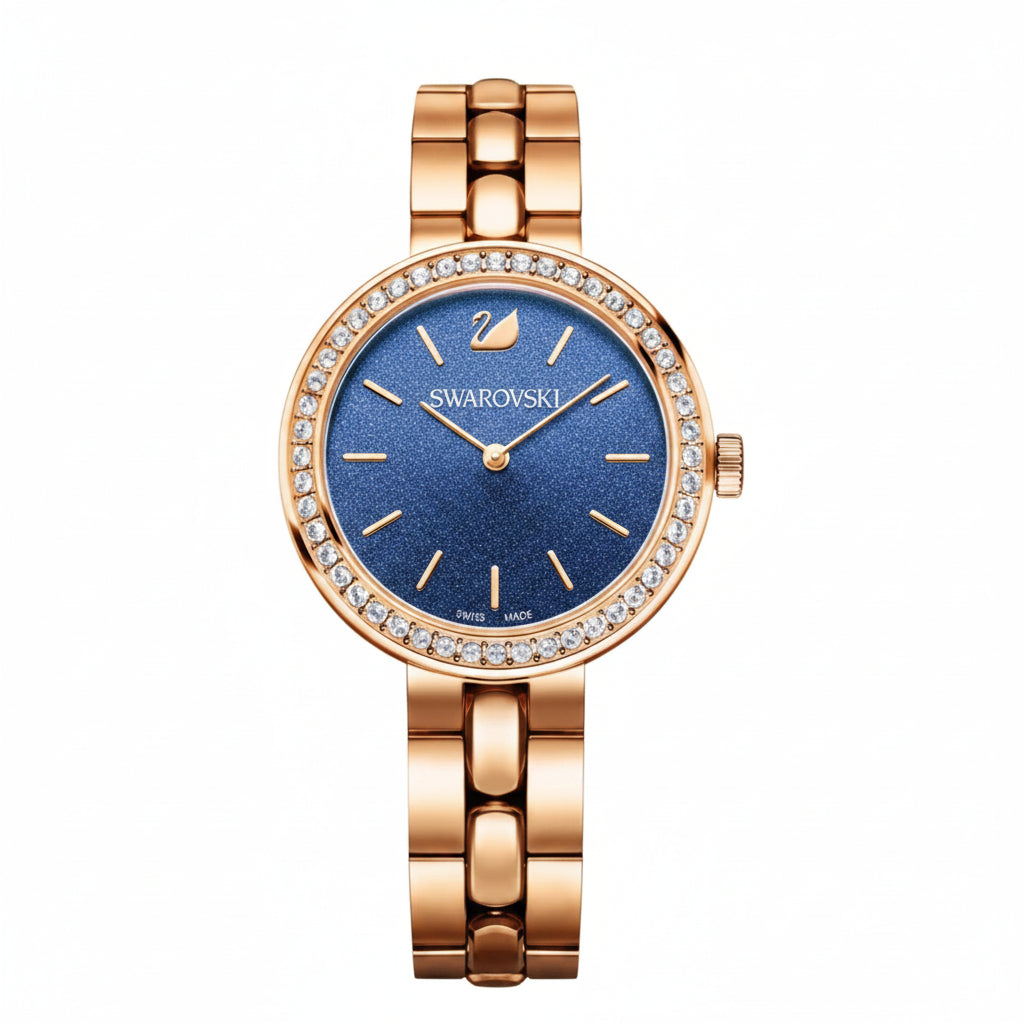 Swarovski Daytime Glittering Blue Dial Rose Gold Bracelet Ladies Watch – 5182277
