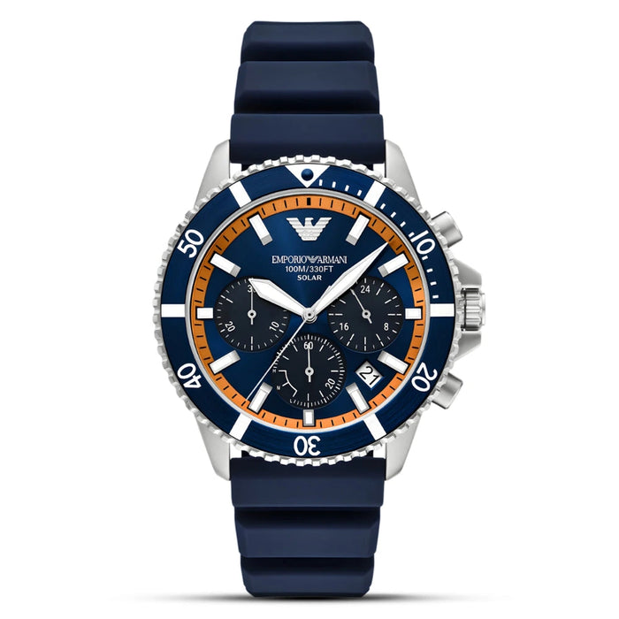 Emporio Armani World Explorer Solar Chronograph Blue Dial Men's Watch – AR11696