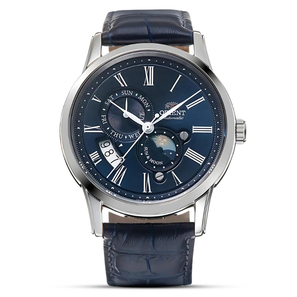 Orient Classic Sun & Moon Blue Dial Automatic Men's Watch – RA-AK0011D30B