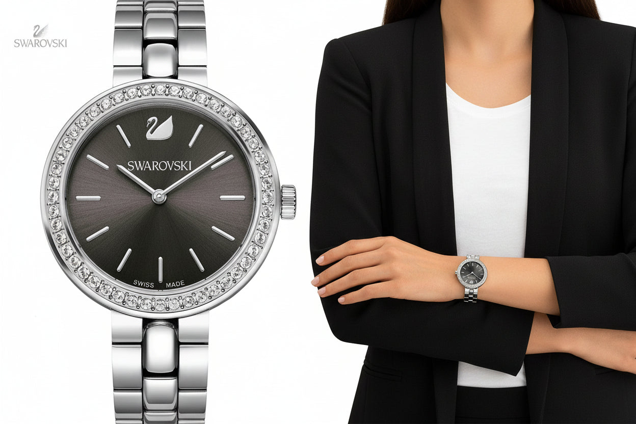 Swarovski Daytime Grey Dial Stainless Steel Bracelet Ladies Watch – 5213681