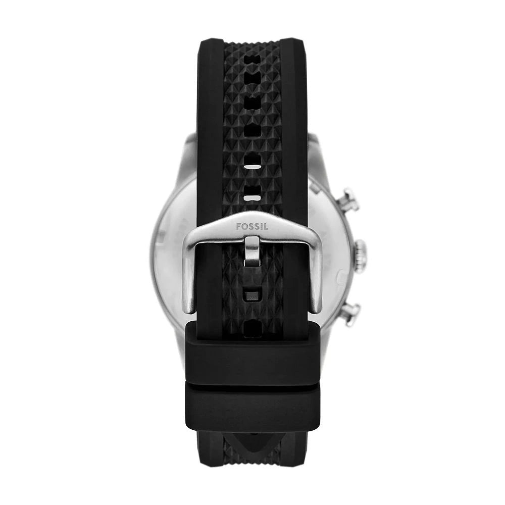 Fossil Sport Tourer White Dial Black Silicone Men's Chronograph Watch – FS6087