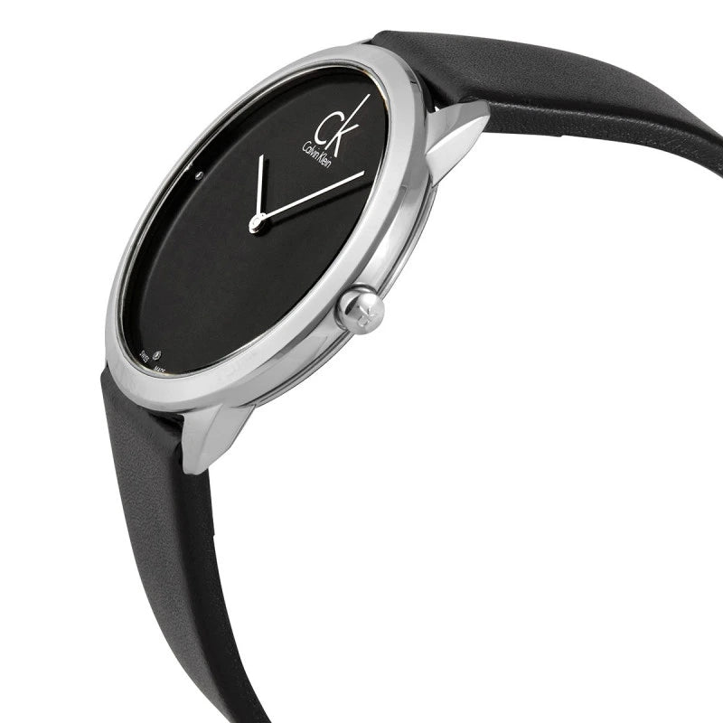 Calvin Klein Minimal Black Dial Black Leather Men's Watch – K3M211CS