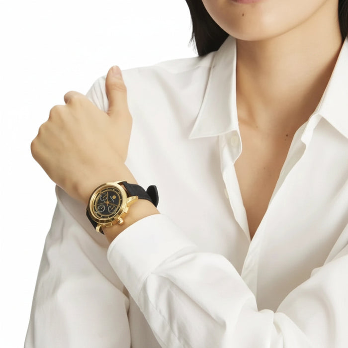 Tory Burch The Tory Chronograph Black Dial Black T Monogram Strap Ladies Watch – TBW1055
