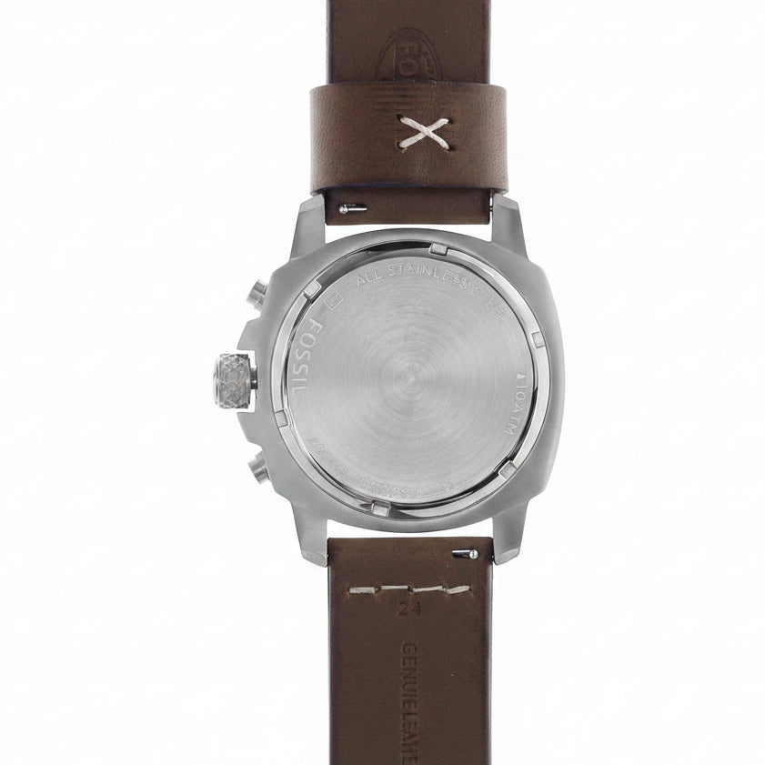 Fossil Modern Machine Chronograph Eggshell White Dial Brown Leather Strap Men's Watch – FS4929