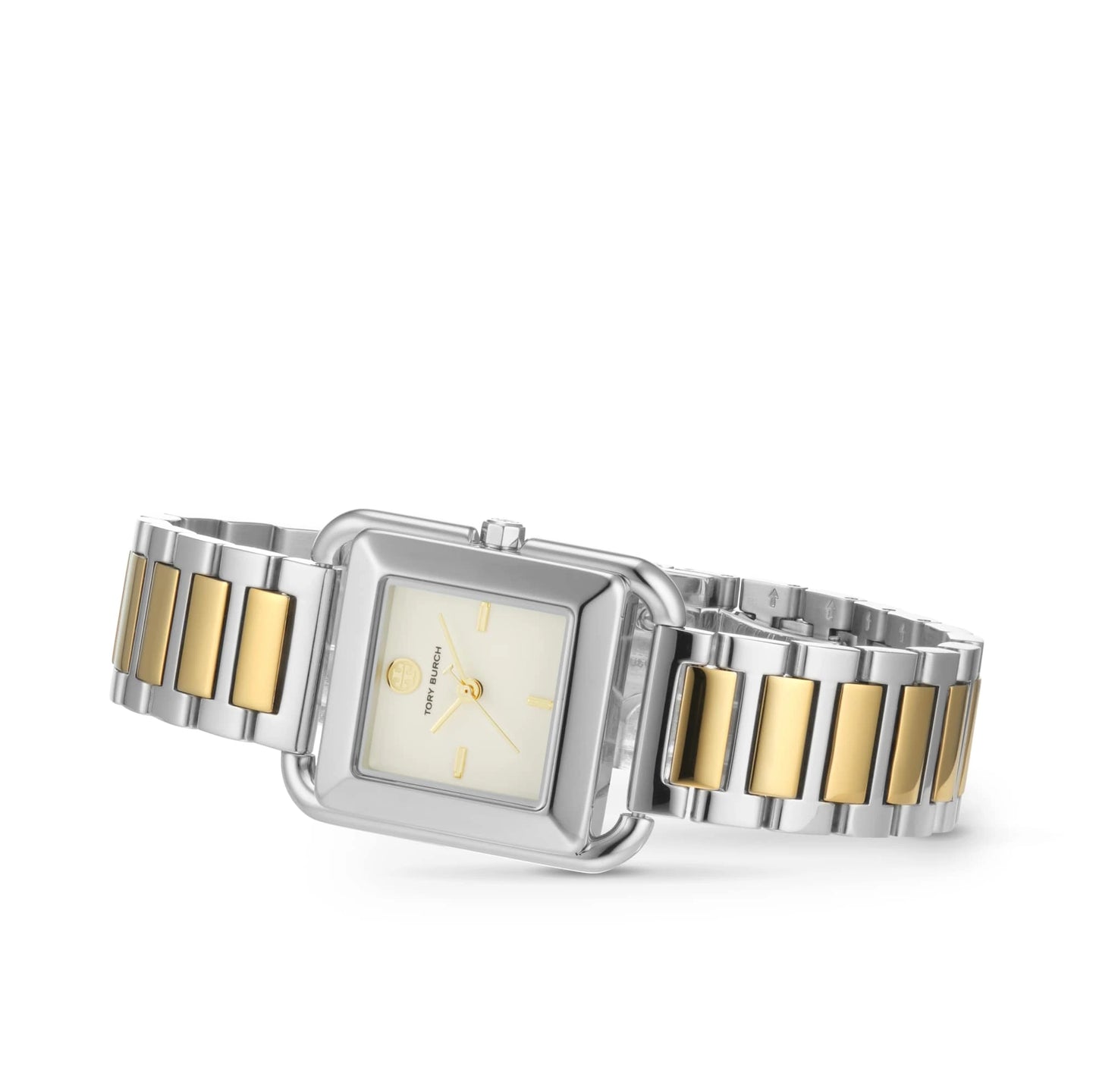 Tory Burch Kira Square Ivory Dial Two-Tone Stainless Steel Ladies Watch – TBW6021