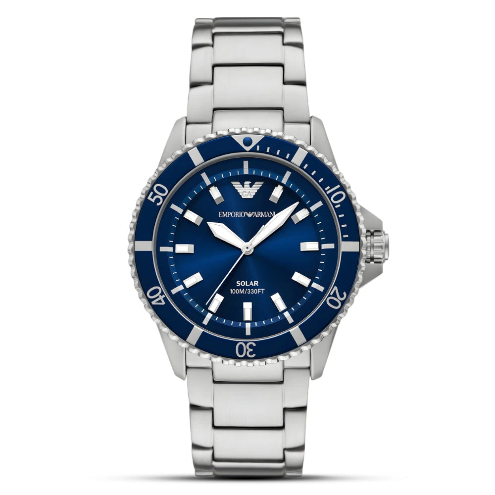 Emporio Armani World Explorer Blue Dial Solar Men's Watch – AR11697