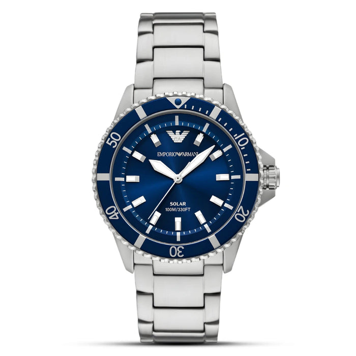 Emporio Armani World Explorer Blue Dial Solar Men's Watch – AR11697