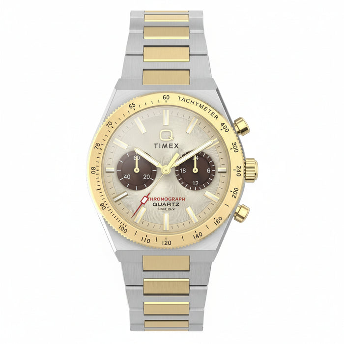 Timex Q Timex Continental Chronograph Two-Tone Gold Dial Watch – TW2Y92300