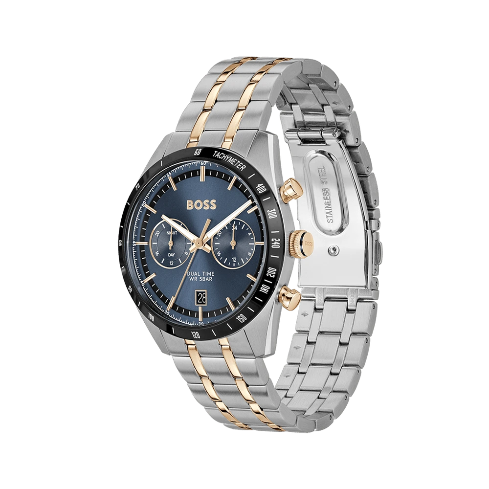 Hugo Boss Tourmaster Blue Dial Two-Tone Stainless Steel Men's Watch – 1514288