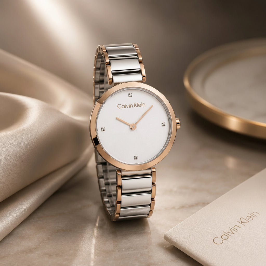 Calvin Klein Minimalistic T-Bar Two-Tone Ladies Watch – 25200139