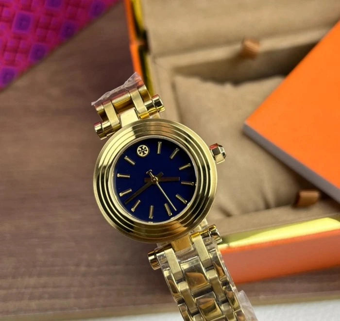 Tory Burch Classic T Gold Dial Gold-Tone Stainless Steel Ladies Watch – TBW9010