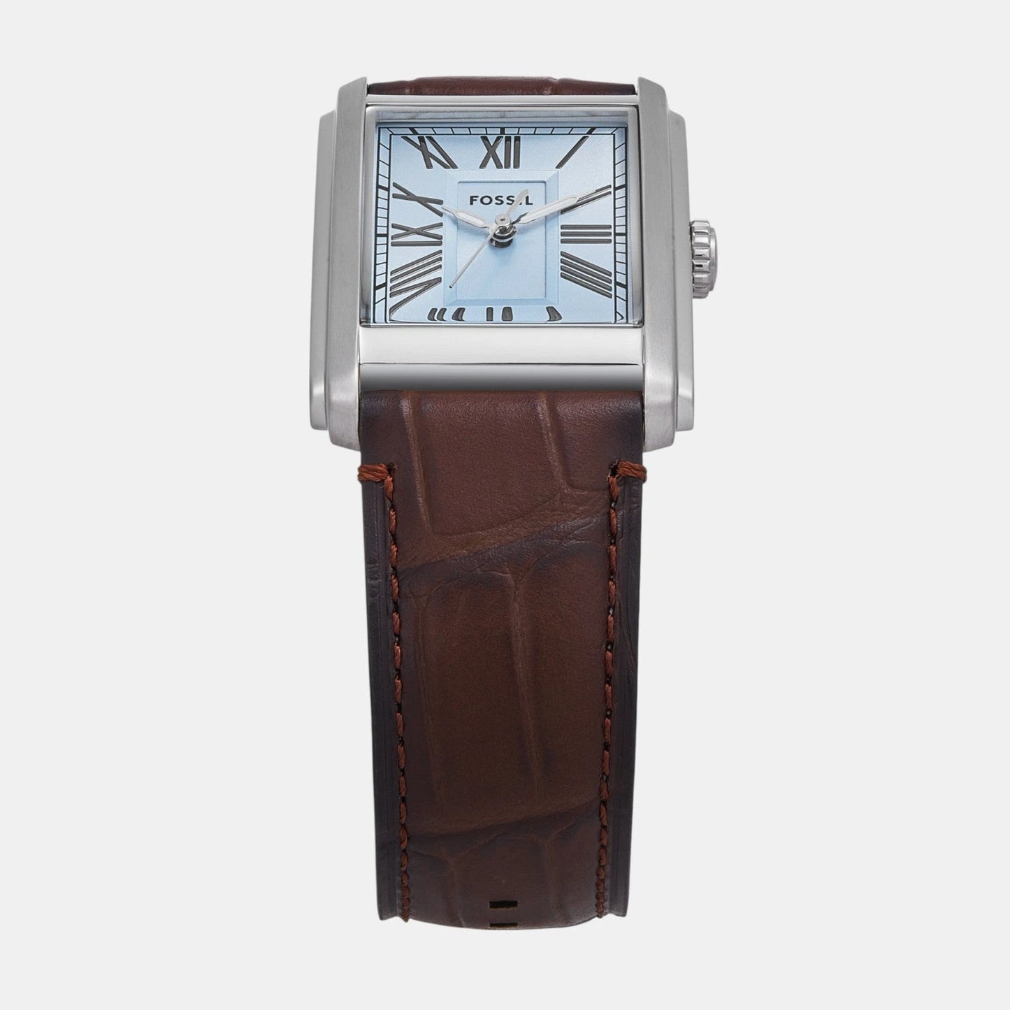 Fossil Carraway Blue Sunray Dial Brown Croco Leather Strap Men's Watch – FS6110