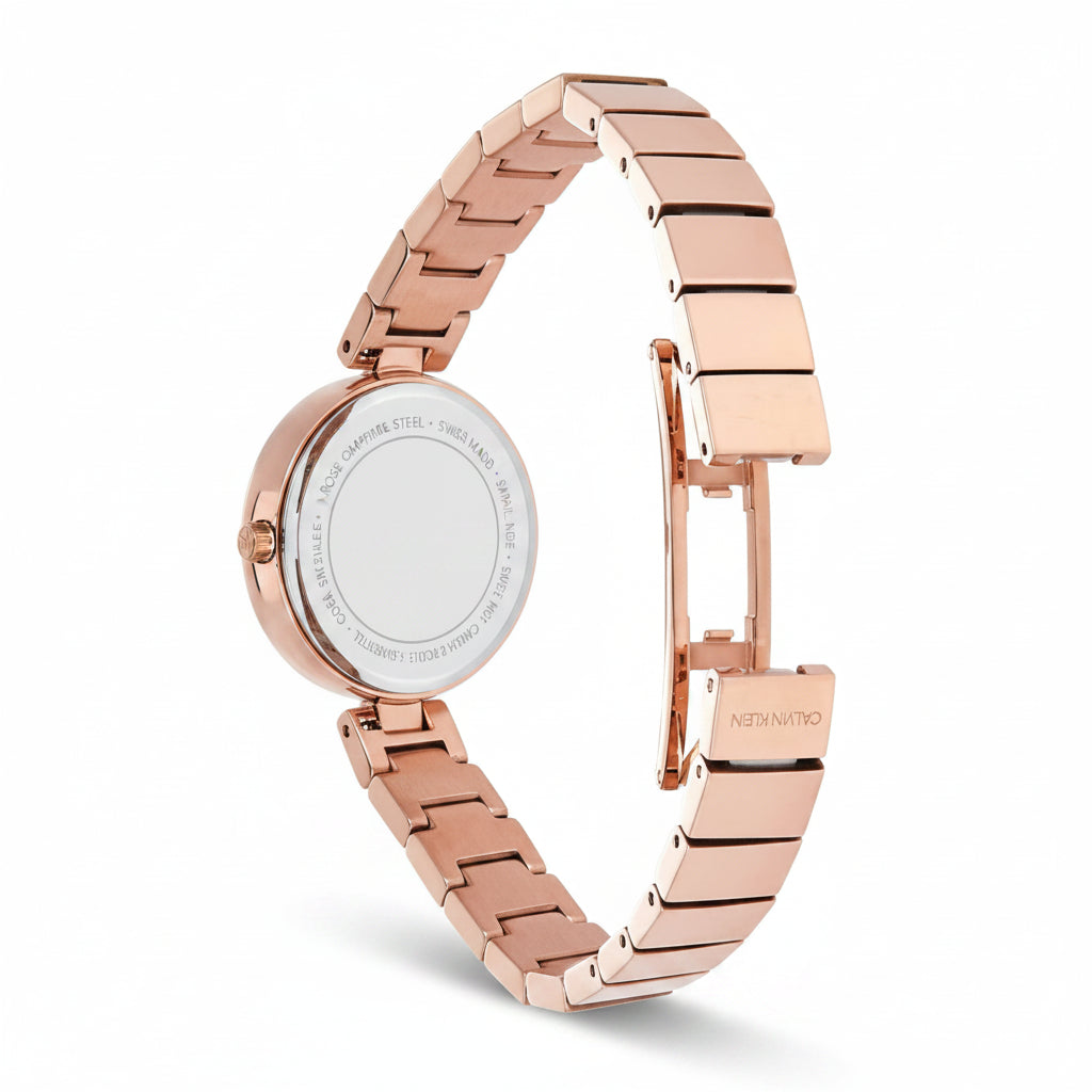 Calvin Klein Authentic Silver Dial Rose Gold Ladies Watch – K8G23646