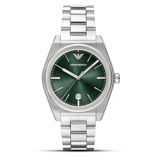 Emporio Armani Federico Green Dial Silver Stainless Steel Men's Watch – AR11621