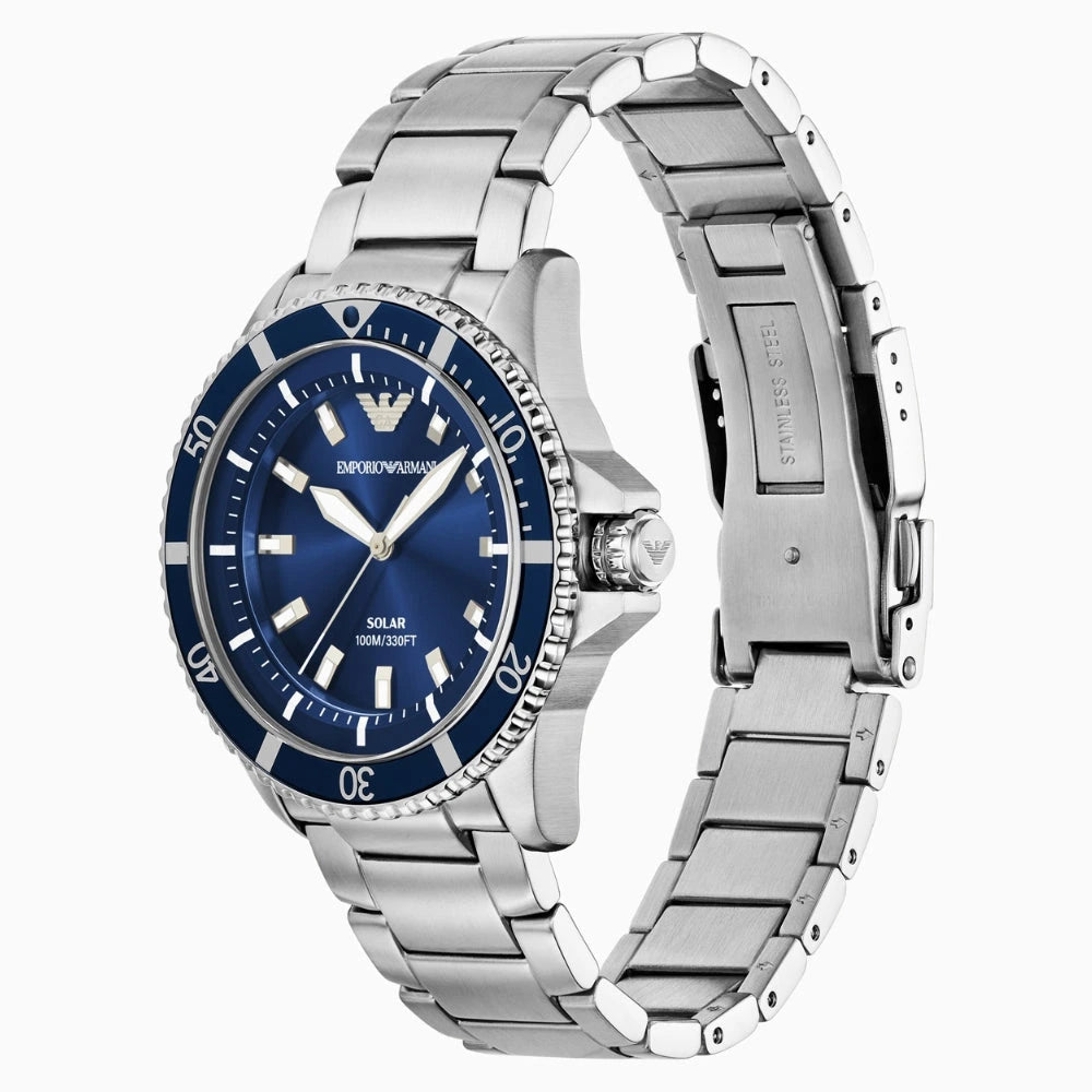 Emporio Armani World Explorer Blue Dial Solar Men's Watch – AR11697