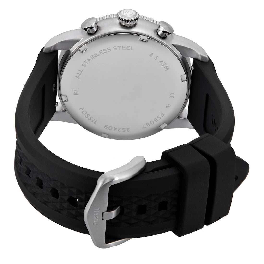 Fossil Sport Tourer White Dial Black Silicone Men's Chronograph Watch – FS6087