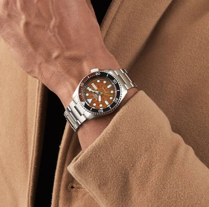 Seiko 5 Sports SKX Skeleton Style Orange Dial Men's Automatic Watch – SRPJ47K1